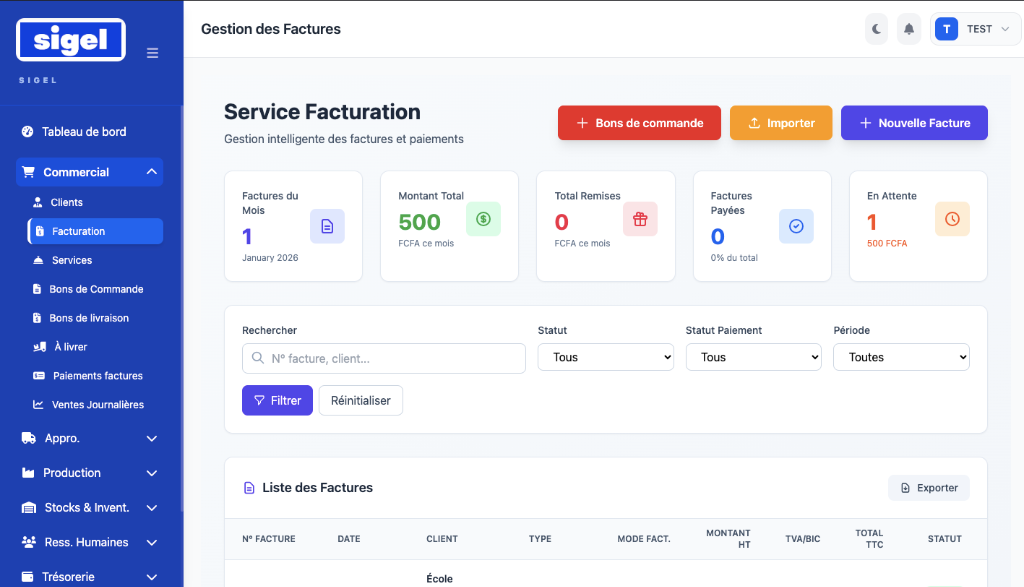 SIGEL Billing Management